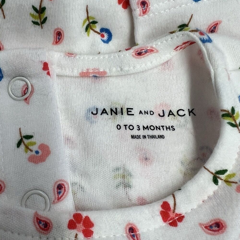 New Janie and Jack White Floral Print Ruffle One Piece - Picture 4 of 6